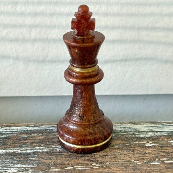 Brown and Peacock Green-Blue Chess Board Game with Velvet Bag 32 pieces - Picture 5 of 9